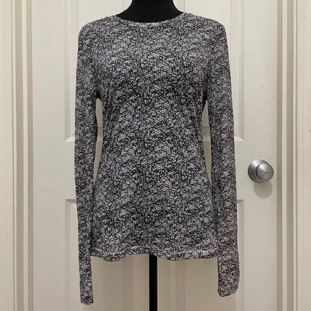 Rag & Bone Abstract Lace‎ Print Long Sleeve Top Casual Lightweight Semi Sheer M